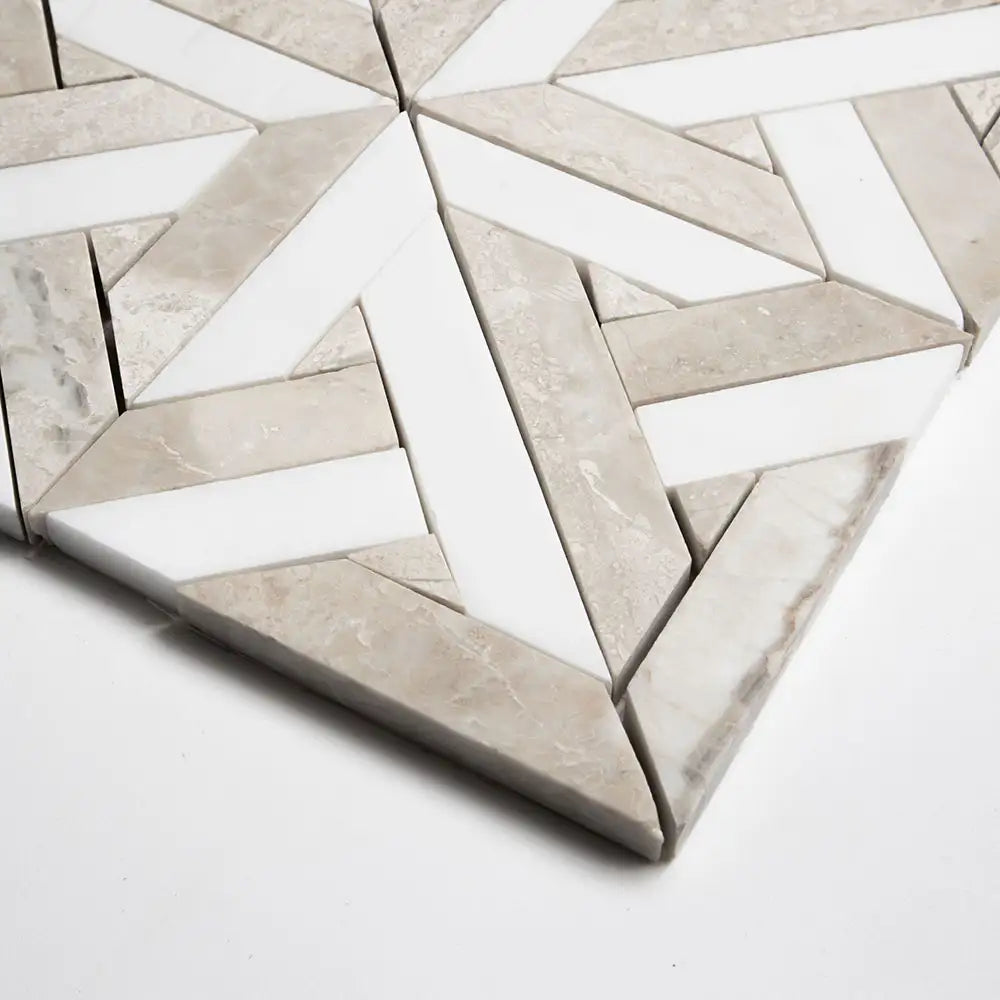 Talya Marma Mosaic 9-11/16X9-11/16 Aspen White Diana Royal Honed