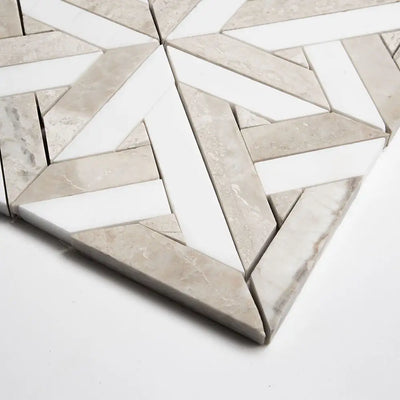 Talya Marma Mosaic 9-11/16X9-11/16 Aspen White Diana Royal Honed
