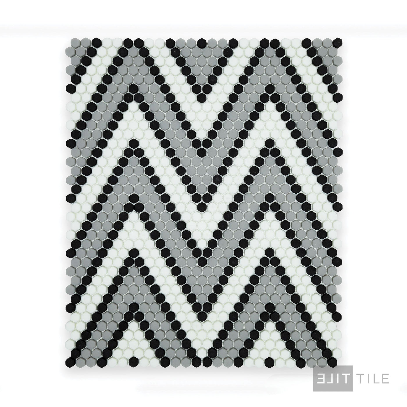 Geometro Amiens Classic 3/8" Hexagon Matte Recycled Glass Mosaic