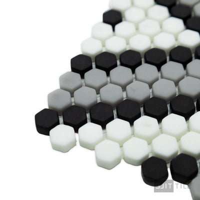 Geometro Amiens Classic 3/8" Hexagon Matte Recycled Glass Mosaic
