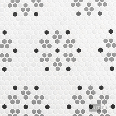 Geometro Bayeux Classic 3/8" Hexagon Matte Recycled Glass Mosaic
