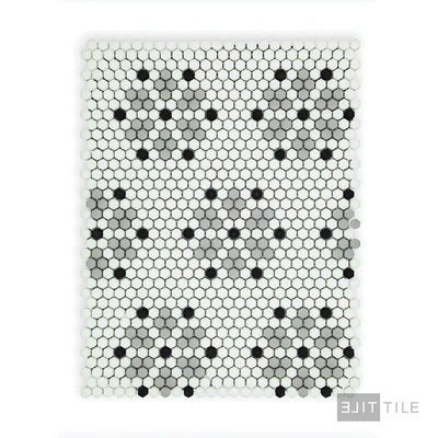 Geometro Bayeux Classic 3/8" Hexagon Matte Recycled Glass Mosaic