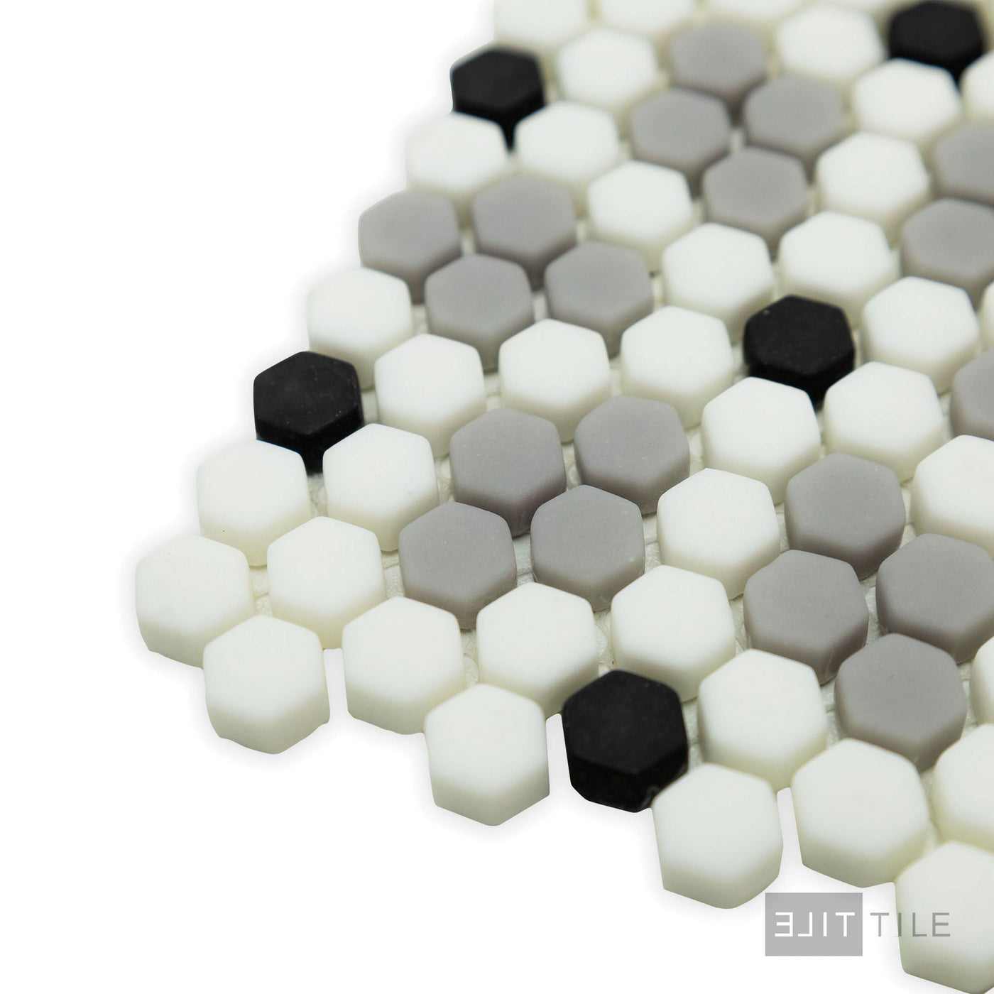 Geometro Bayeux Classic 3/8" Hexagon Matte Recycled Glass Mosaic