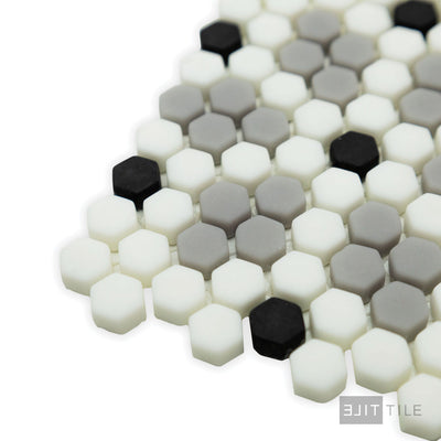 Geometro Bayeux Classic 3/8" Hexagon Matte Recycled Glass Mosaic