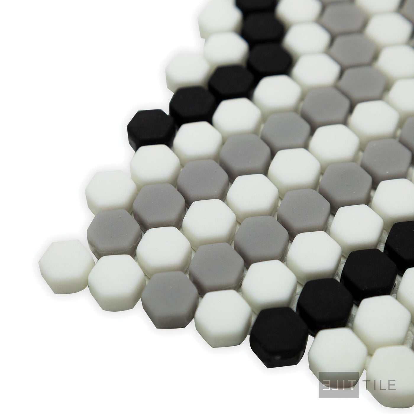 Geometro Belfort Classic 3/8" Hexagon Matte Recycled Glass Mosaic