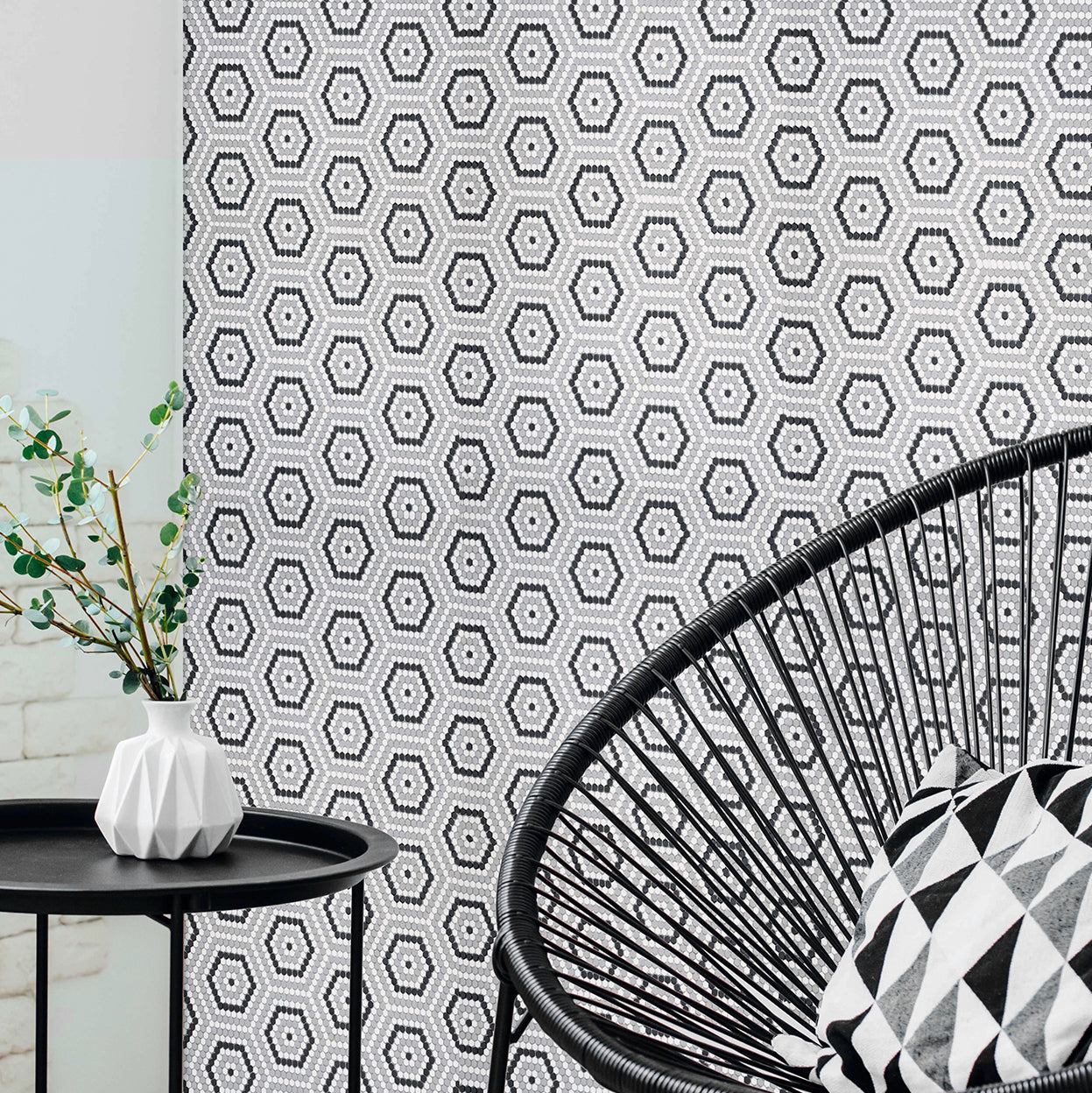 Geometro Belfort Classic 3/8" Hexagon Matte Recycled Glass Mosaic