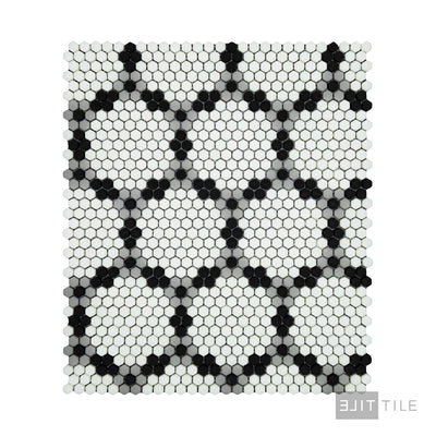 Geometro Bourges Classic 3/8" Hexagon Matte Recycled Glass Mosaic