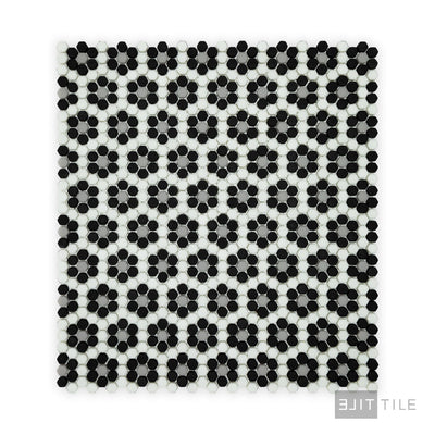 Geometro Dijon Classic 3/8" Hexagon Matte Recycled Glass Mosaic