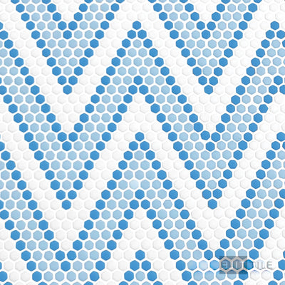 Geometro Amiens Coastal 3/8" Hexagon Matte Recycled Glass Mosaic
