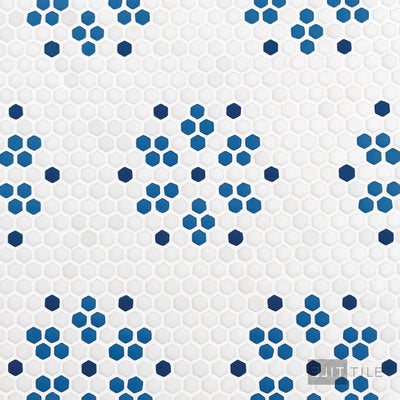 Geometro Bayeux Coastal 3/8" Hexagon Matte Recycled Glass Mosaic