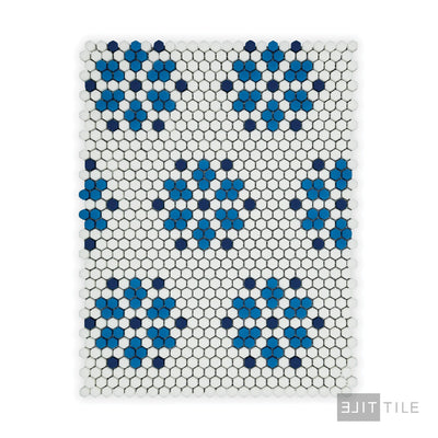 Geometro Bayeux Coastal 3/8" Hexagon Matte Recycled Glass Mosaic