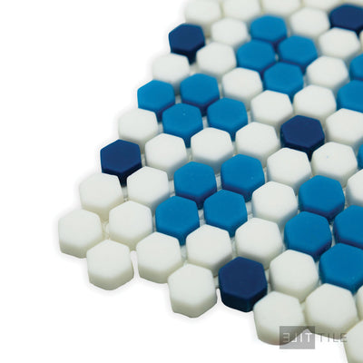 Geometro Bayeux Coastal 3/8" Hexagon Matte Recycled Glass Mosaic