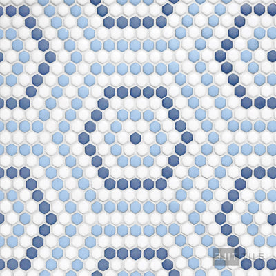 Geometro Belfort Coastal 3/8" Hexagon Matte Recycled Glass Mosaic