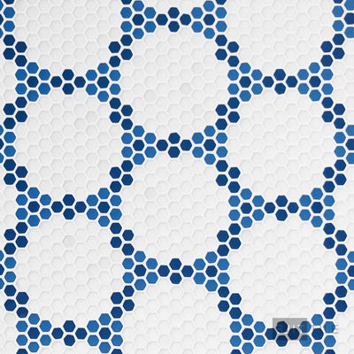 Geometro Bourges Coastal 3/8" Hexagon Matte Recycled Glass Mosaic