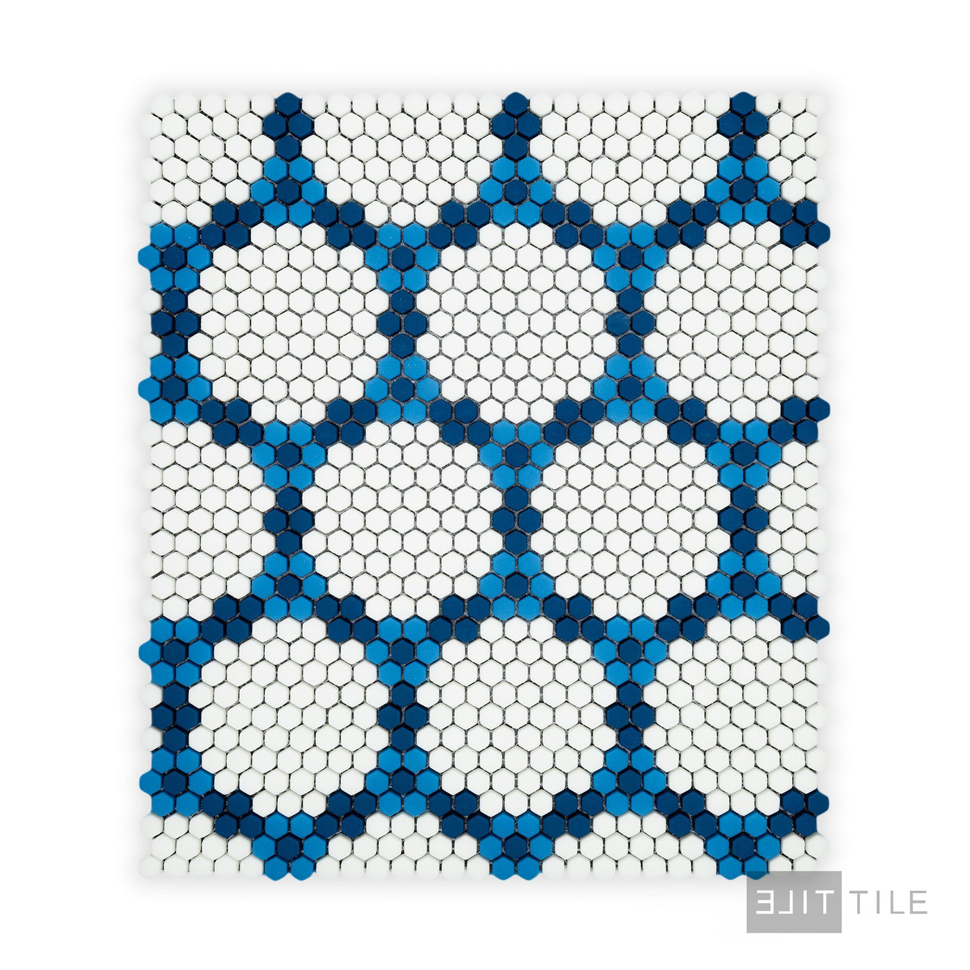 Geometro Bourges Coastal 3/8" Hexagon Matte Recycled Glass Mosaic