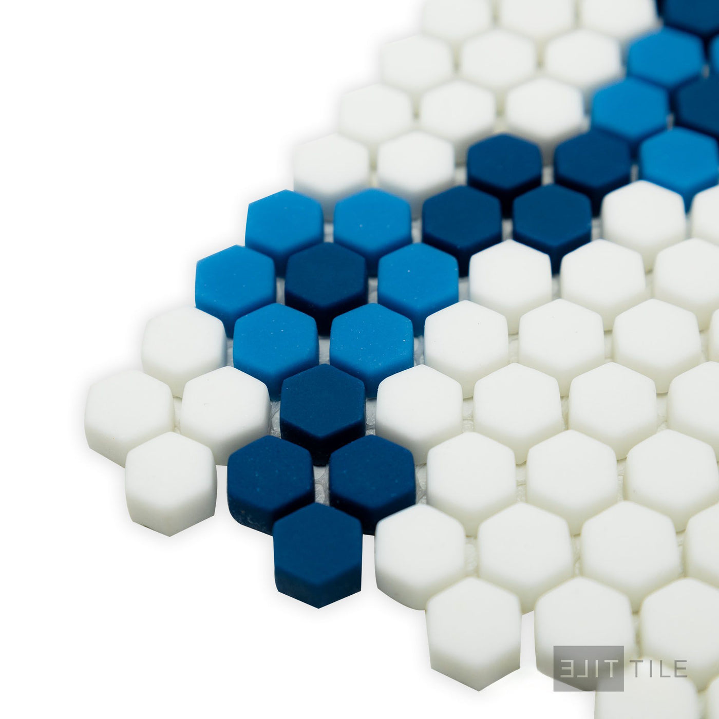 Geometro Bourges Coastal 3/8" Hexagon Matte Recycled Glass Mosaic