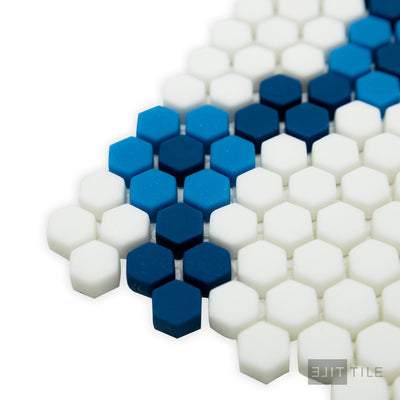 Geometro Bourges Coastal 3/8" Hexagon Matte Recycled Glass Mosaic