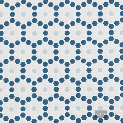 Geometro Dijon Coastal 3/8" Hexagon Matte Recycled Glass Mosaic
