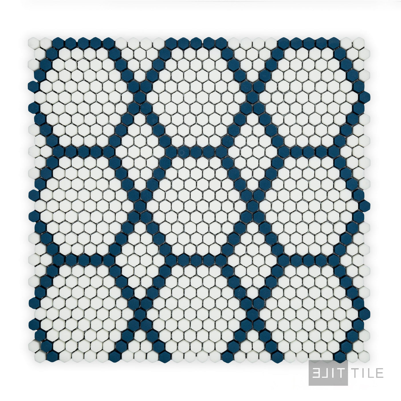 Geometro Tulle Coastal 3/8" Hexagon Matte Recycled Glass Mosaic