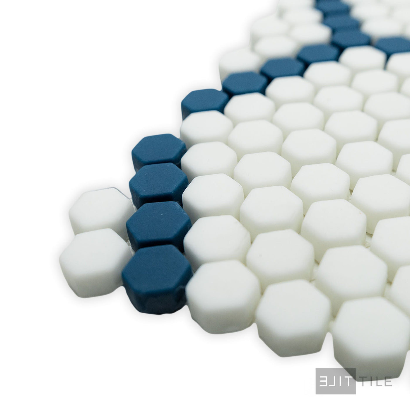 Geometro Tulle Coastal 3/8" Hexagon Matte Recycled Glass Mosaic