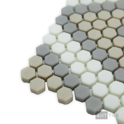 Geometro Amiens Country 3/8" Hexagon Matte Recycled Glass Mosaic