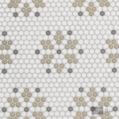 Geometro Bayeux Country 3/8" Hexagon Matte Recycled Glass Mosaic