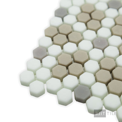 Geometro Bayeux Country 3/8" Hexagon Matte Recycled Glass Mosaic