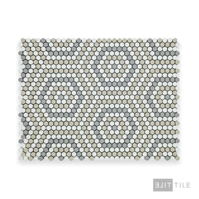 Geometro Belfort Country 3/8" Hexagon Matte Recycled Glass Mosaic