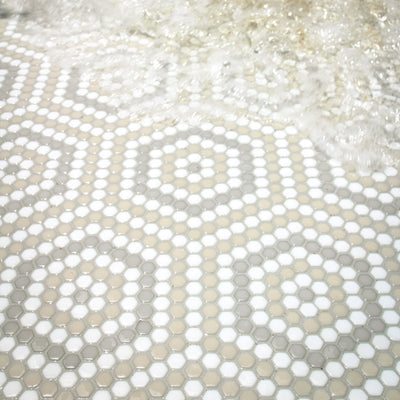 Geometro Belfort Country 3/8" Hexagon Matte Recycled Glass Mosaic