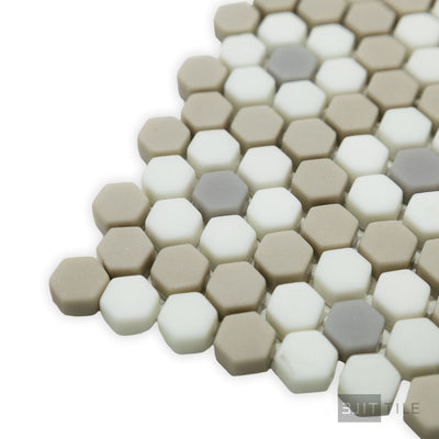 Geometro Dijon Country 3/8" Hexagon Matte Recycled Glass Mosaic