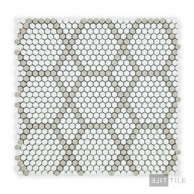 Geometro Tulle Country 3/8" Hexagon Matte Recycled Glass Mosaic