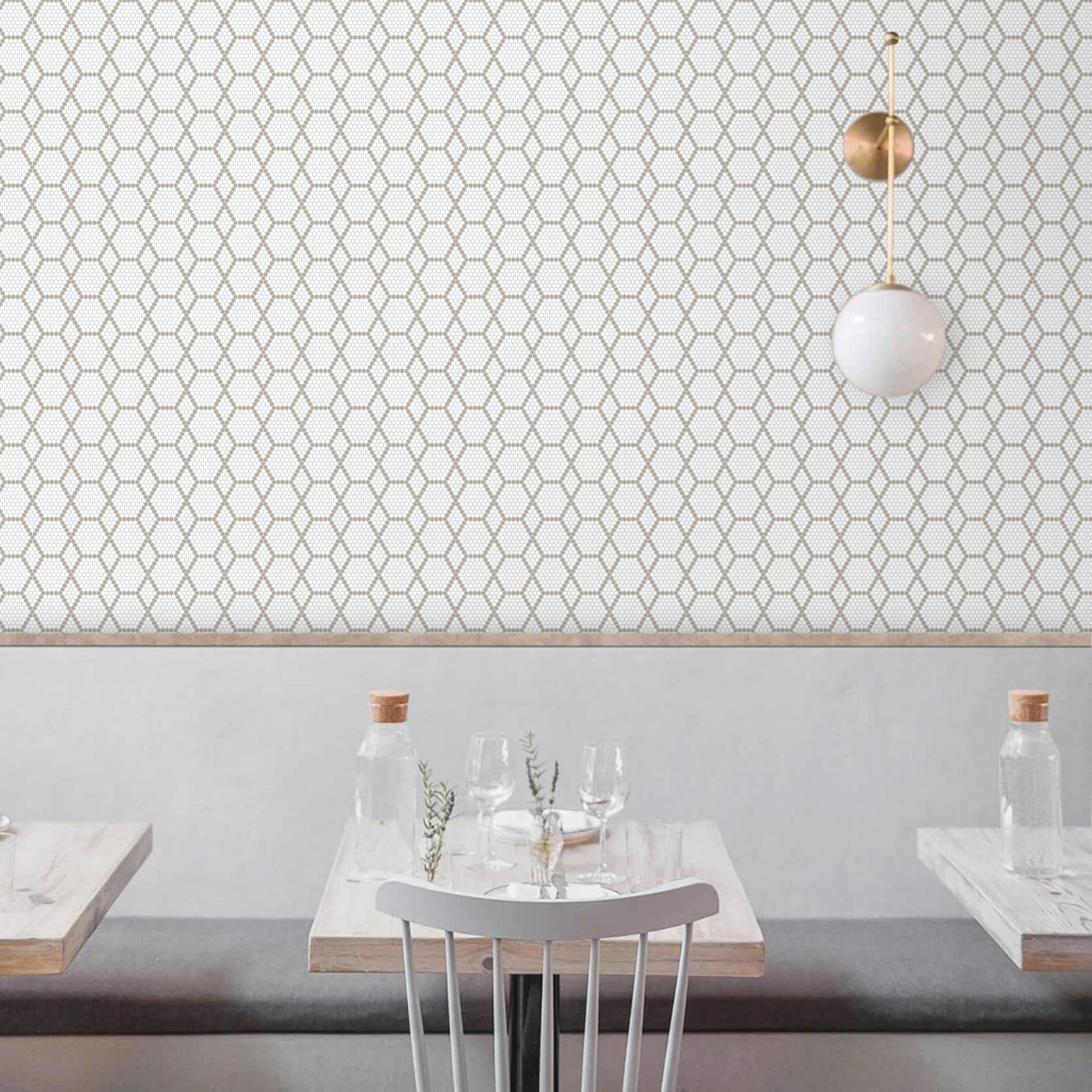 Geometro Tulle Country 3/8" Hexagon Matte Recycled Glass Mosaic