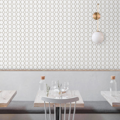 Geometro Tulle Country 3/8" Hexagon Matte Recycled Glass Mosaic