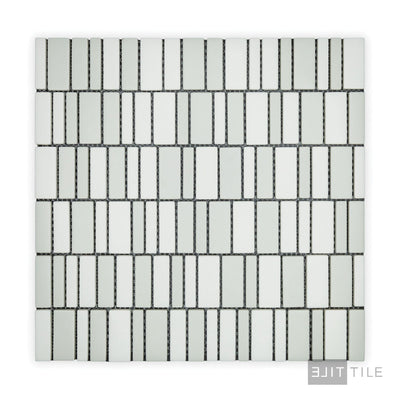 Geometro Barcode Puzzle Rectangle Matte Recycled Glass Mosaic