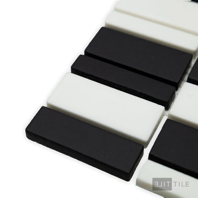 Geometro Barcode Crypto Rectangle Matte Recycled Glass Mosaic