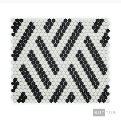 Geometro Missoni Vintage 3/8" Hexagon Matte Recycled Glass Mosaic