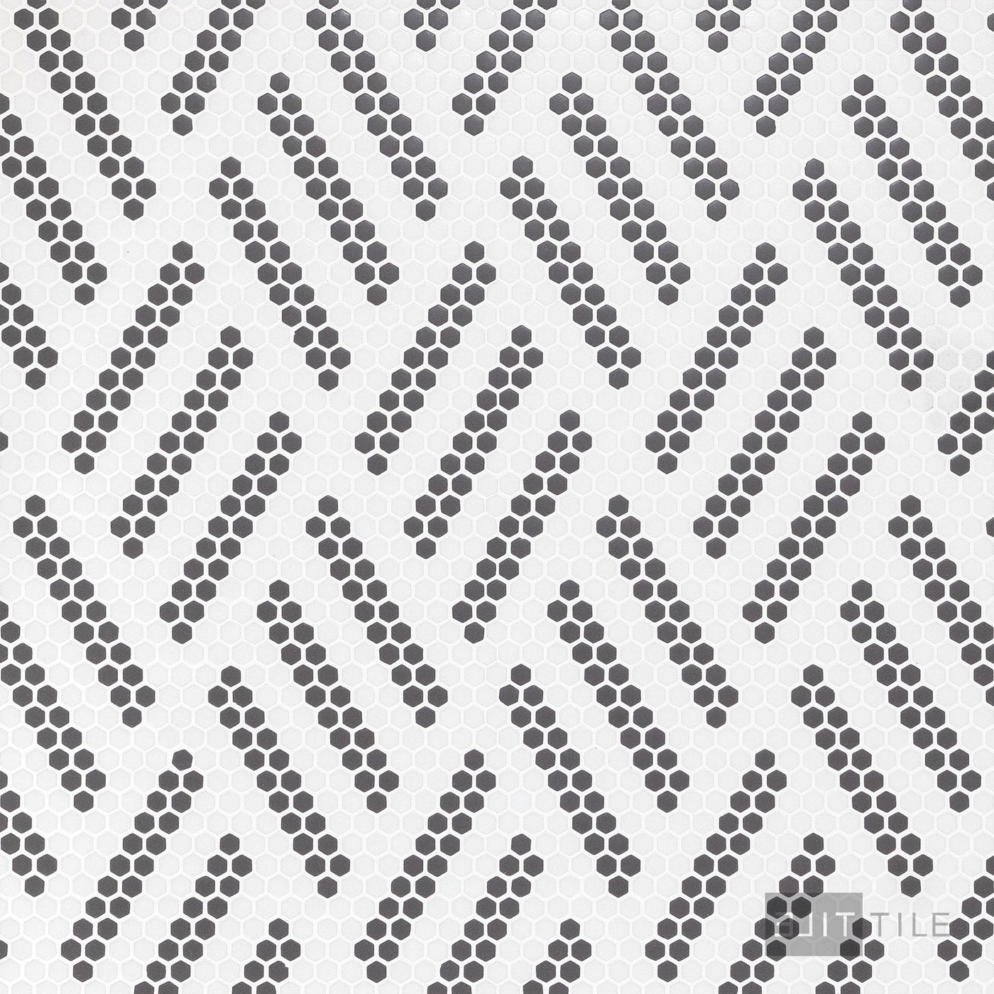 Geometro Missoni Zip 3/8" Hexagon Matte Recycled Glass Mosaic