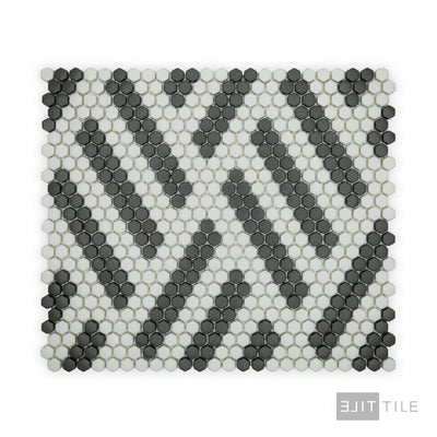Geometro Missoni Zip 3/8" Hexagon Matte Recycled Glass Mosaic
