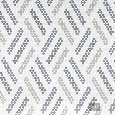 Geometro Missoni Retro 3/8" Hexagon Matte Recycled Glass Mosaic