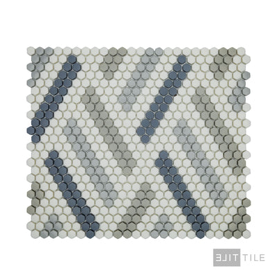 Geometro Missoni Retro 3/8" Hexagon Matte Recycled Glass Mosaic