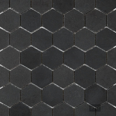 Basalt Black 2" Hexagon Honed Mosaic
