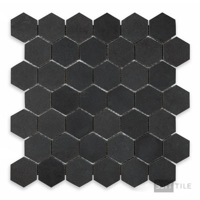 Basalt Black 2" Hexagon Honed Mosaic