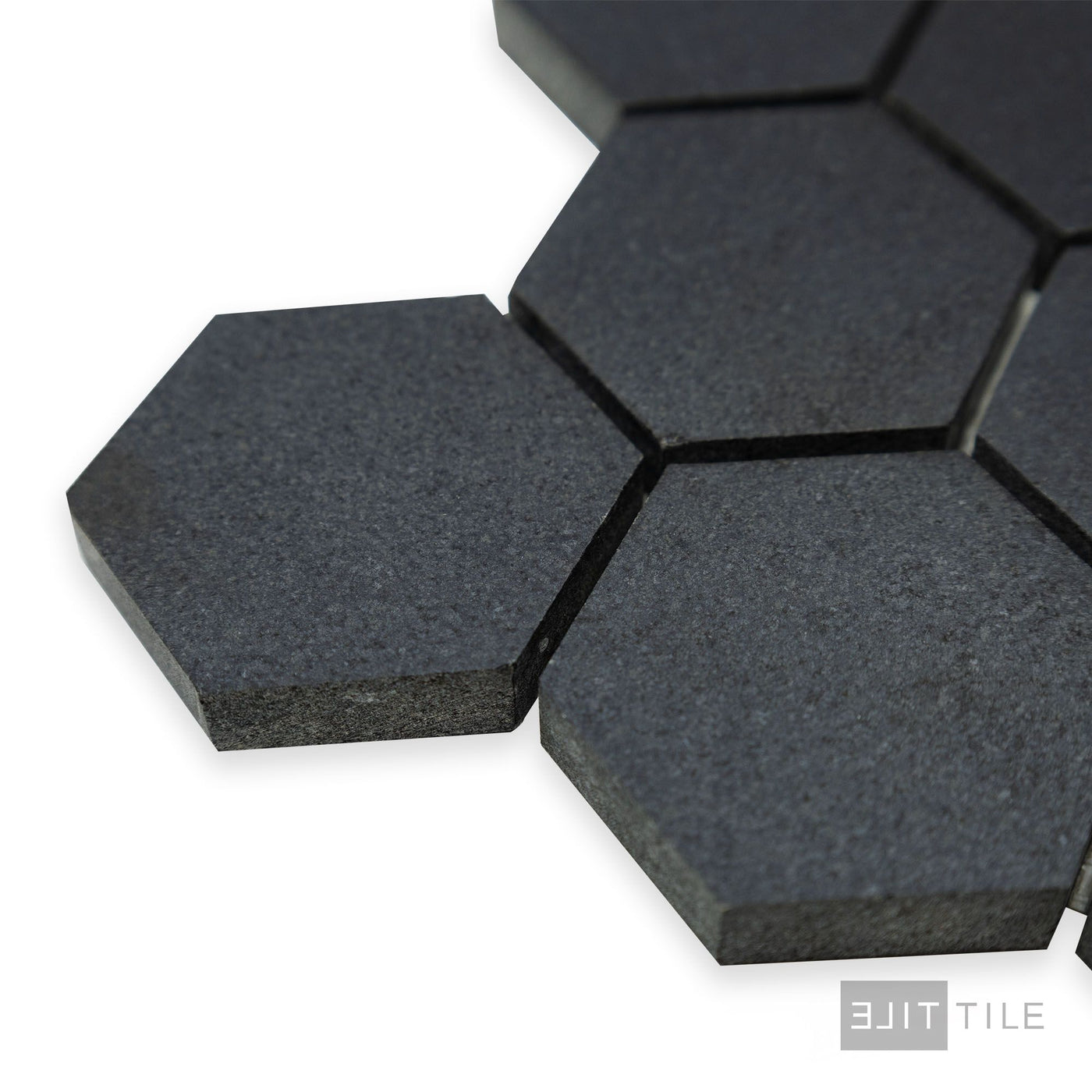 Basalt Black 2" Hexagon Honed Mosaic
