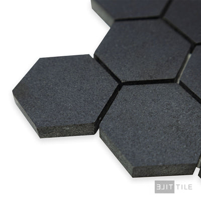 Basalt Black 2" Hexagon Honed Mosaic