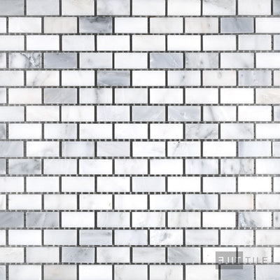 Oriental White Marble 5/8X1-1/4 Brick Honed Mosaic