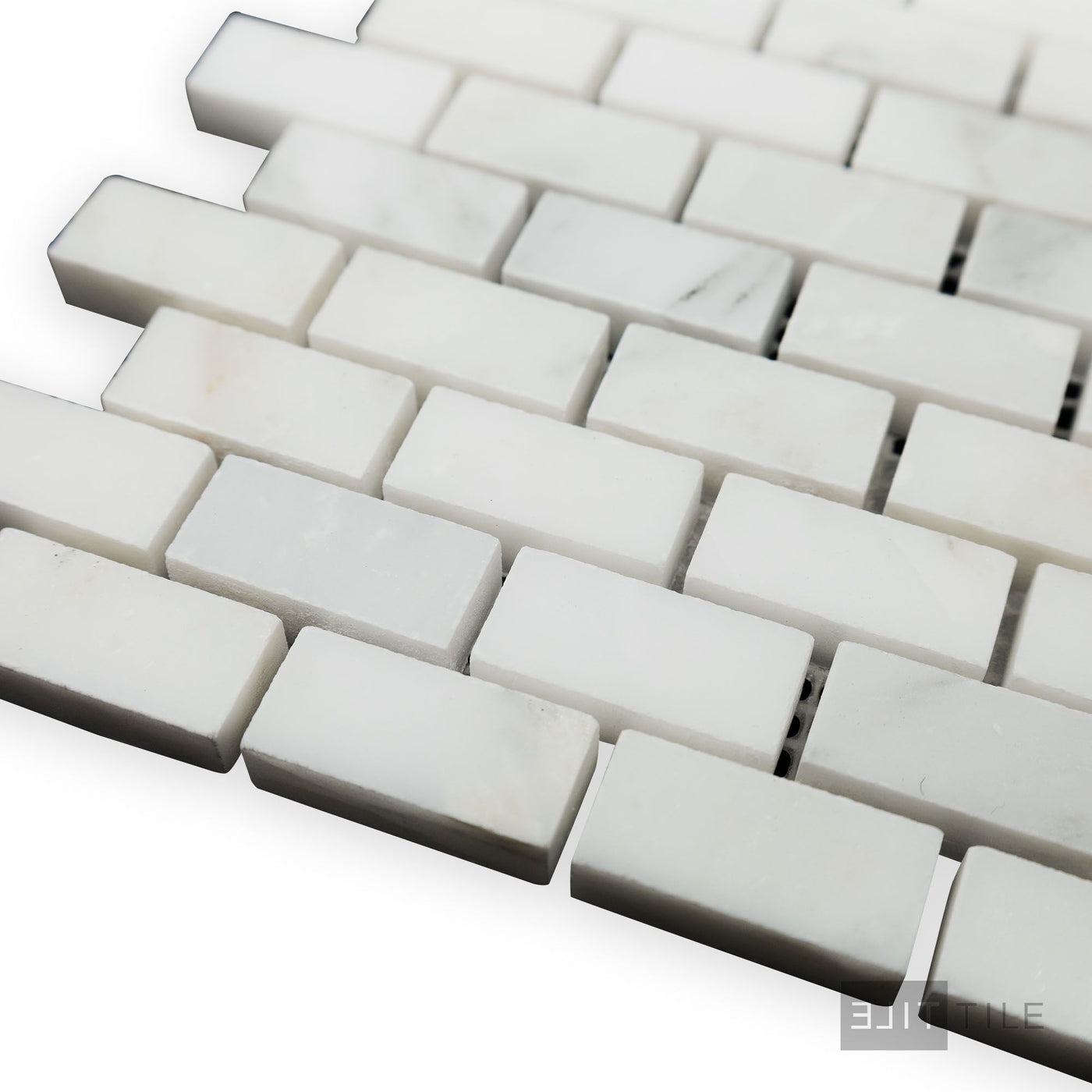 Oriental White Marble 5/8X1-1/4 Brick Honed Mosaic