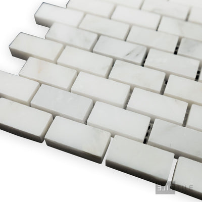 Oriental White Marble 5/8X1-1/4 Brick Honed Mosaic