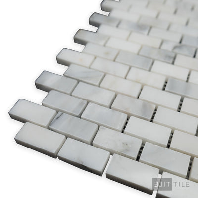 Oriental White Marble 5/8X1-1/4 Brick Polished Mosaic