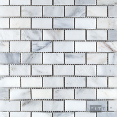 Oriental White Marble 1X2 Brick Honed Mosaic