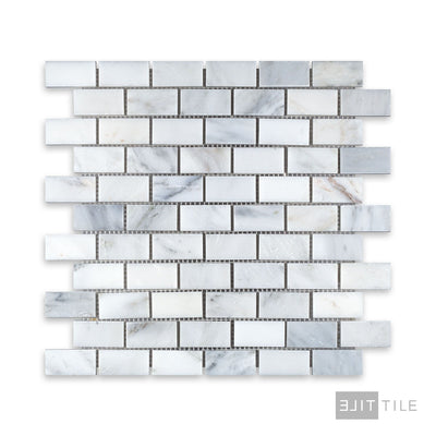 Oriental White Marble 1X2 Brick Honed Mosaic